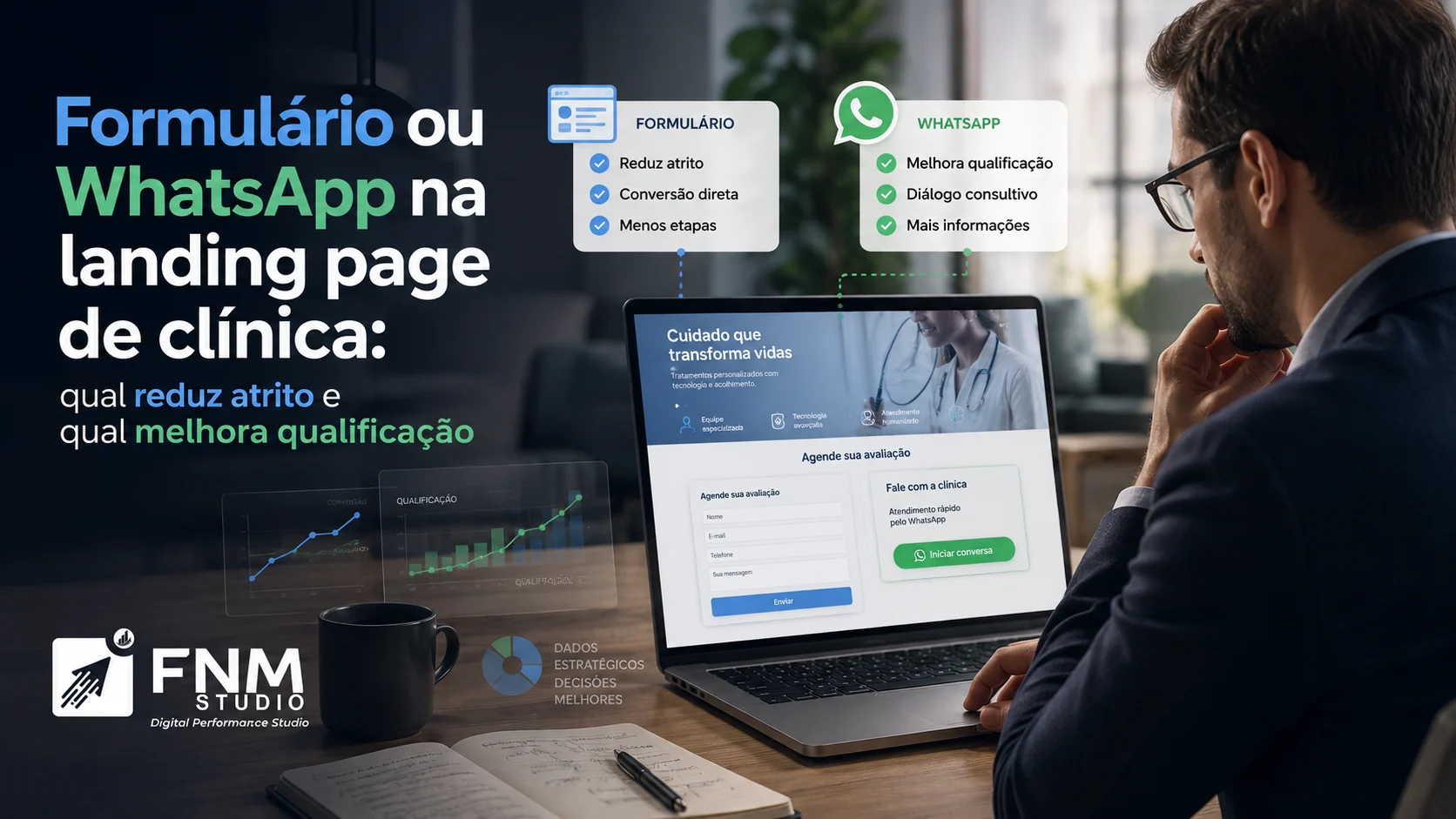 Formulário ou WhatsApp na landing page de clínica