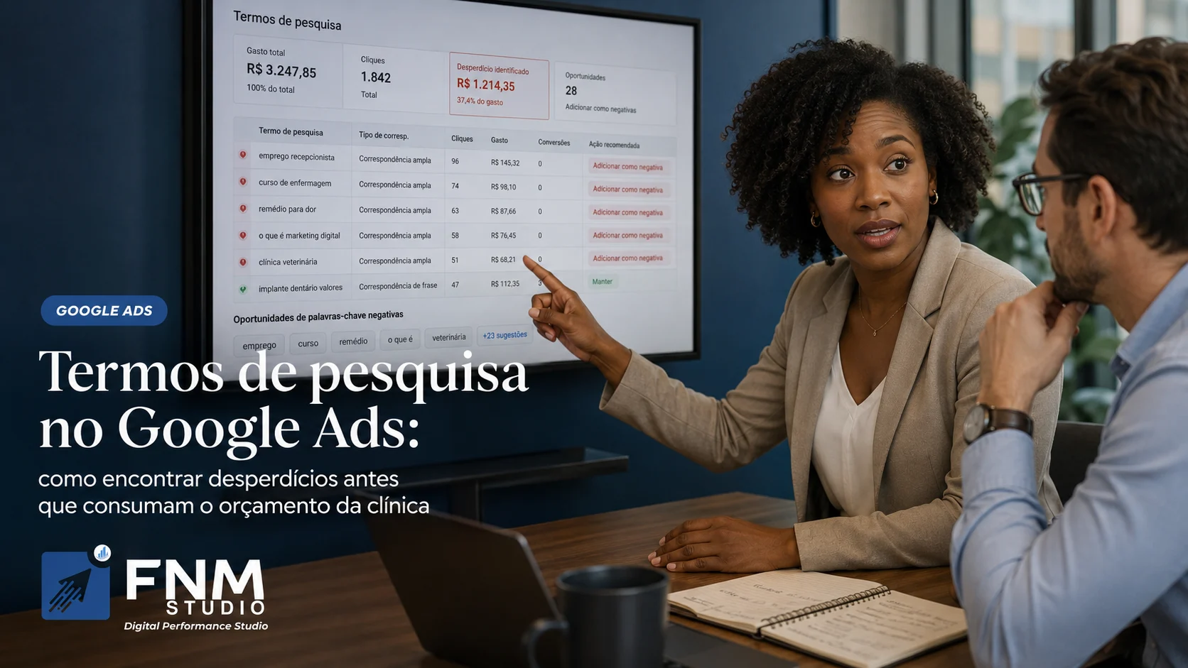 Termos de pesquisa no Google Ads: como encontrar desperdícios antes que consumam o orçamento da clínica